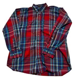 Sir William Men Shirt Size M Red Blue Green Yellow Plaid Button Up Single Needle